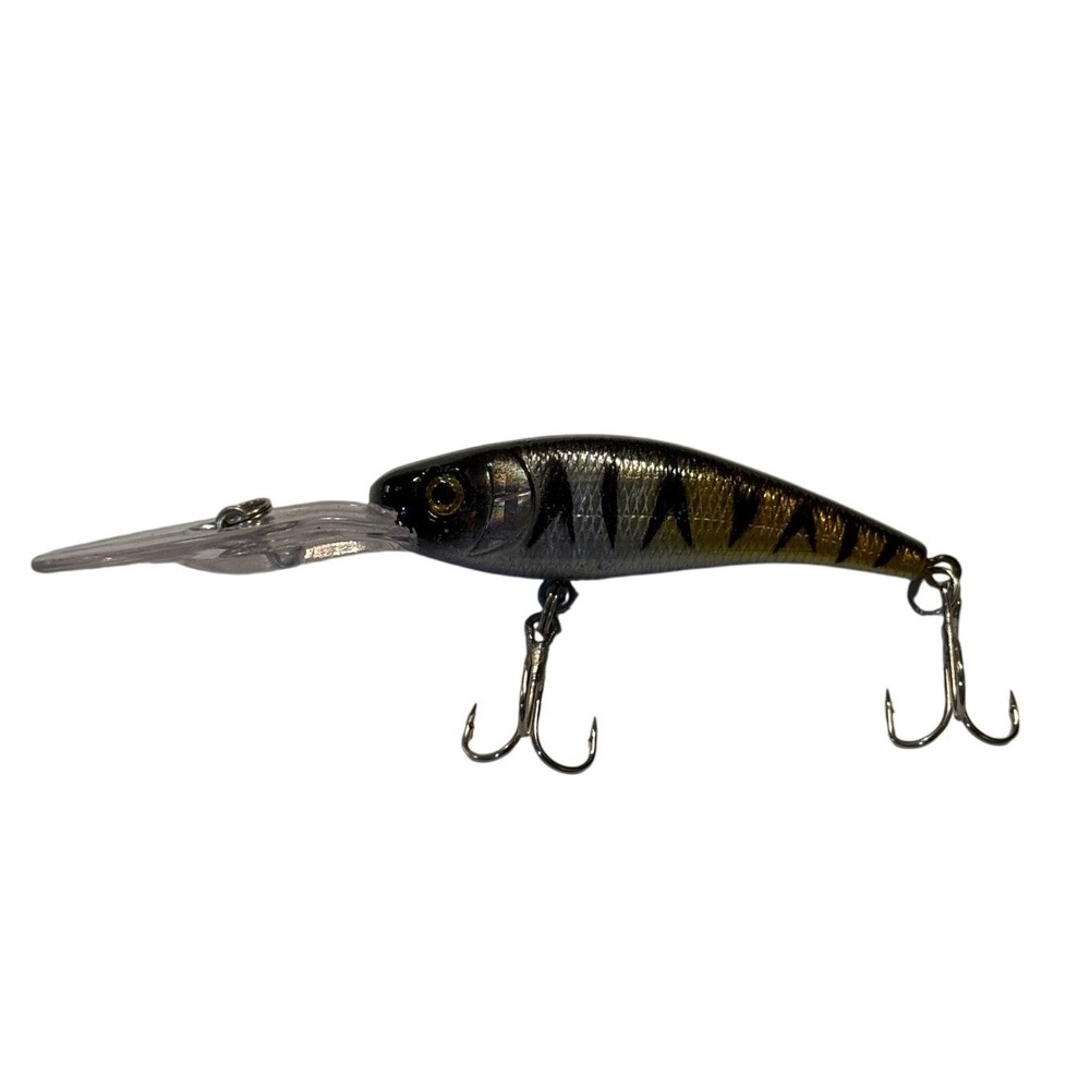 Deep Diving Crankbait Fishing Lure Silver Gold Perch Pattern 4 Inch